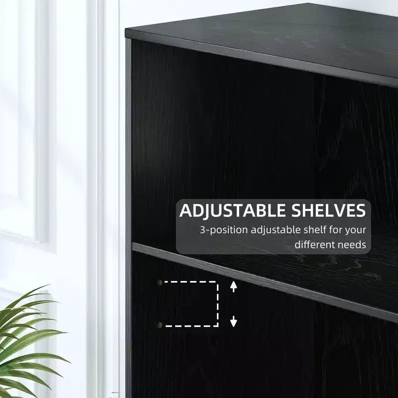 Libreria / Armadio contenitore effetto legno nero/marrone, 5 ripiani, Montaggio singolo