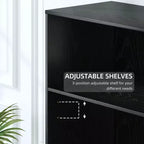 Libreria / Armadio contenitore effetto legno nero/marrone, 5 ripiani, Montaggio singolo