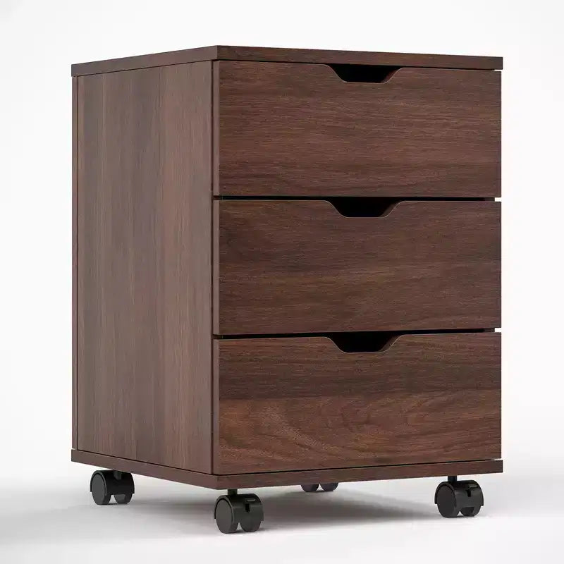Mobiletto portadocumenti in legno bianco a 3 cassetti con rotelle, utente singolo