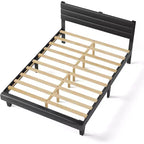 Letto a piattaforma imbottito in ecopelle nera, testiera regolabile, matrimoniale/queen size, per 1-2 persone