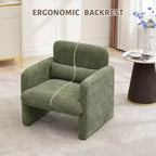 Poltrona d'accento rivestita in ciniglia bianca crema/verde matcha, seduta singola