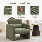Poltrona d'accento rivestita in ciniglia bianca crema/verde matcha, seduta singola