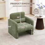 Poltrona d'accento rivestita in ciniglia bianca crema/verde matcha, seduta singola