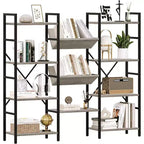 Libreria aperta a 4 ripiani con struttura in metallo grigio, stile industriale, per uso individuale