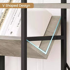 Libreria aperta a 4 ripiani con struttura in metallo grigio, stile industriale, per uso individuale
