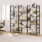 Libreria aperta a 4 ripiani con struttura in metallo grigio, stile industriale, per uso individuale