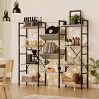 Libreria aperta a 4 ripiani con struttura in metallo grigio, stile industriale, per uso individuale