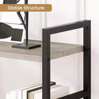 Libreria aperta a 4 ripiani con struttura in metallo grigio, stile industriale, per uso individuale