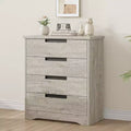 TROPOW 4 Drawer Dresser for Bedroom, Gray Chest of Drawers with Embedded Handles Design, Wooden Dresser Organizer for Living Room, Nursery