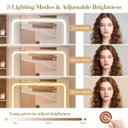 Scrivania Toeletta Illuminata a LED con Specchio, Cassetti e Sgabello – Naturale/Bianco, 1 Persona