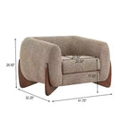 Poltrona a pozzetto imbottita in tessuto bouclé grigio scuro/marrone chiaro, stile contemporaneo, 1 posto