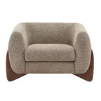Poltrona a pozzetto imbottita in tessuto bouclé grigio scuro/marrone chiaro, stile contemporaneo, 1 posto