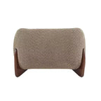 Poltrona a pozzetto imbottita in tessuto bouclé grigio scuro/marrone chiaro, stile contemporaneo, 1 posto