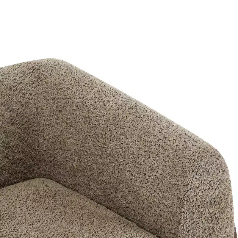 Poltrona a pozzetto imbottita in tessuto bouclé grigio scuro/marrone chiaro, stile contemporaneo, 1 posto