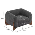 Poltrona a pozzetto imbottita in tessuto bouclé grigio scuro/marrone chiaro, stile contemporaneo, 1 posto