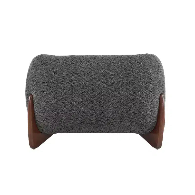 Poltrona a pozzetto imbottita in tessuto bouclé grigio scuro/marrone chiaro, stile contemporaneo, 1 posto