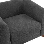 Poltrona a pozzetto imbottita in tessuto bouclé grigio scuro/marrone chiaro, stile contemporaneo, 1 posto