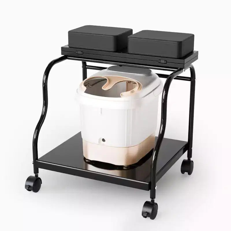 Carrello per pedicure portatile nero con tavola pieghevole, singolo utente
