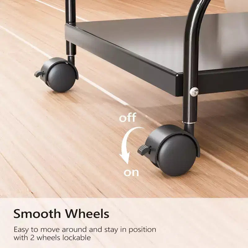 Carrello per pedicure portatile nero con tavola pieghevole, singolo utente