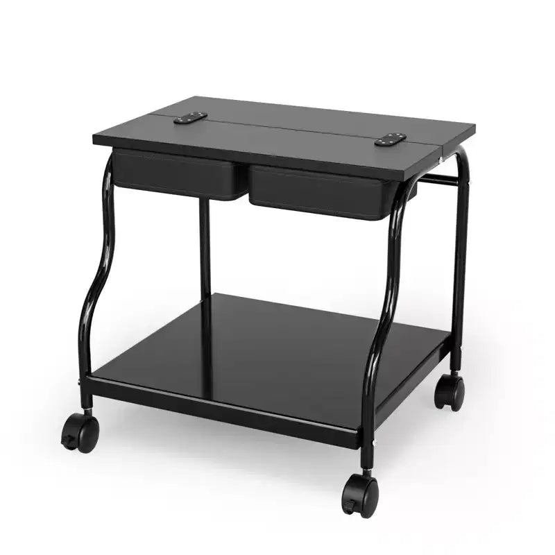 Carrello per pedicure portatile nero con tavola pieghevole, singolo utente