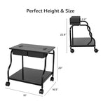 Carrello per pedicure portatile nero con tavola pieghevole, singolo utente
