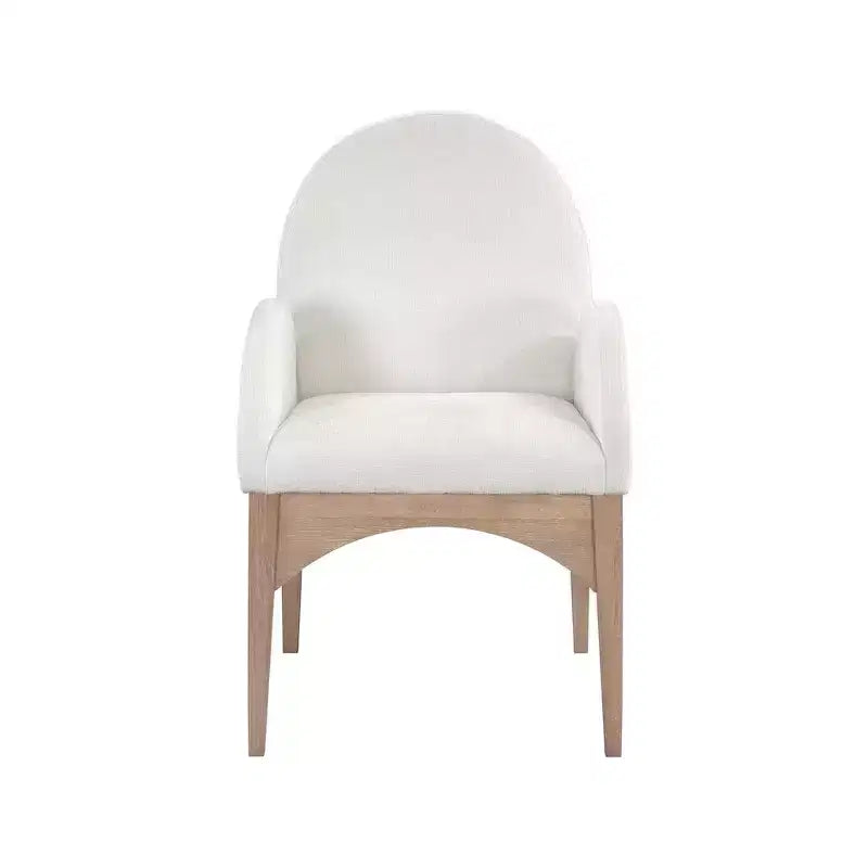 Sedia da pranzo con braccioli in tessuto ciniglia | Gambe in legno naturale | 1 posto