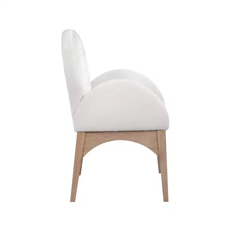 Sedia da pranzo con braccioli in tessuto ciniglia | Gambe in legno naturale | 1 posto