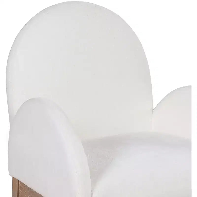 Sedia da pranzo con braccioli in tessuto ciniglia | Gambe in legno naturale | 1 posto