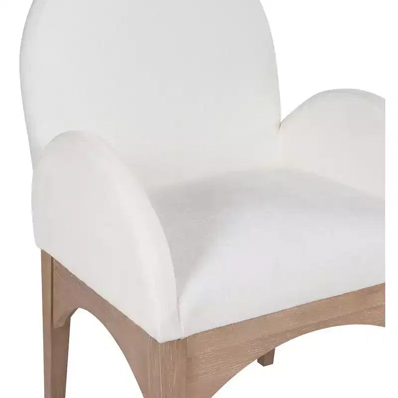 Sedia da pranzo con braccioli in tessuto ciniglia | Gambe in legno naturale | 1 posto