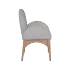 Sedia da pranzo con braccioli in tessuto ciniglia | Gambe in legno naturale | 1 posto