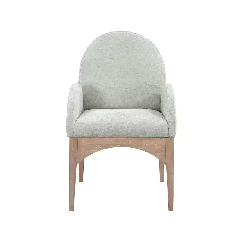Sedia da pranzo con braccioli in tessuto ciniglia | Gambe in legno naturale | 1 posto
