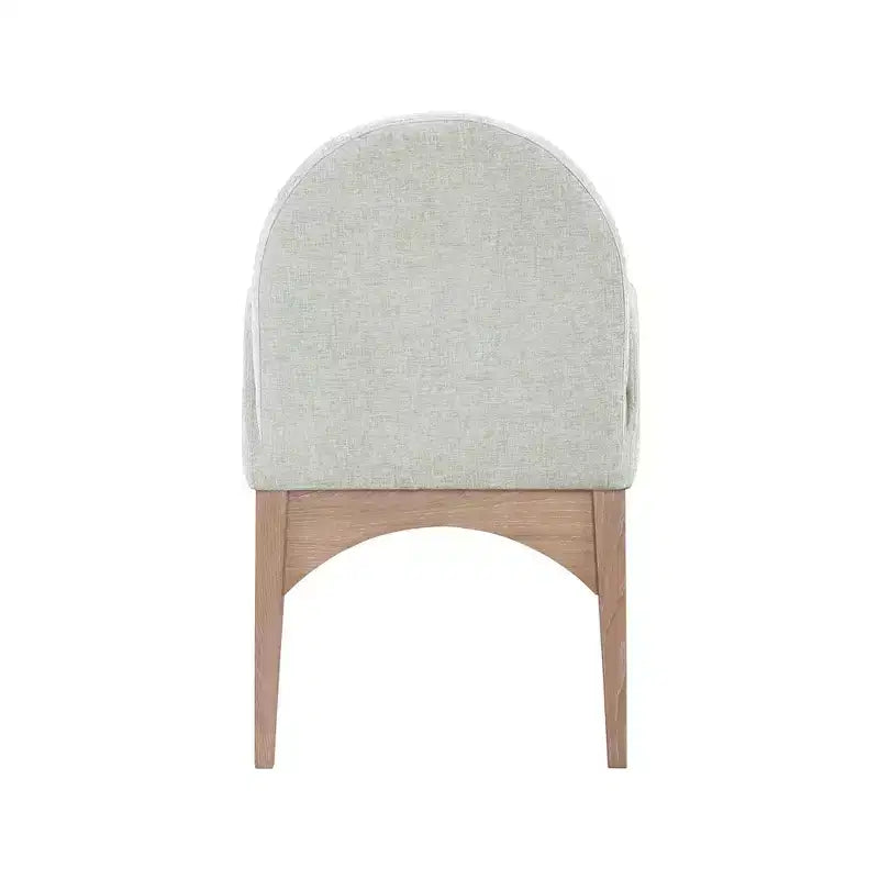 Sedia da pranzo con braccioli in tessuto ciniglia | Gambe in legno naturale | 1 posto