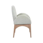 Sedia da pranzo con braccioli in tessuto ciniglia | Gambe in legno naturale | 1 posto