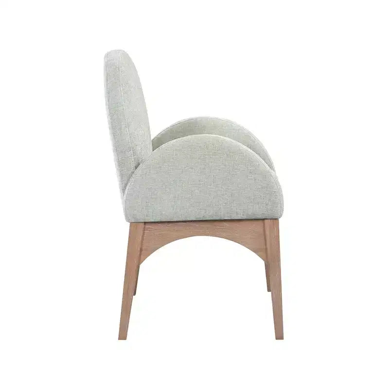 Sedia da pranzo con braccioli in tessuto ciniglia | Gambe in legno naturale | 1 posto