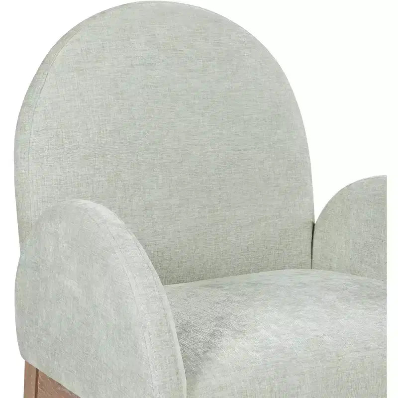 Sedia da pranzo con braccioli in tessuto ciniglia | Gambe in legno naturale | 1 posto