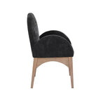Sedia da pranzo con braccioli in tessuto ciniglia | Gambe in legno naturale | 1 posto