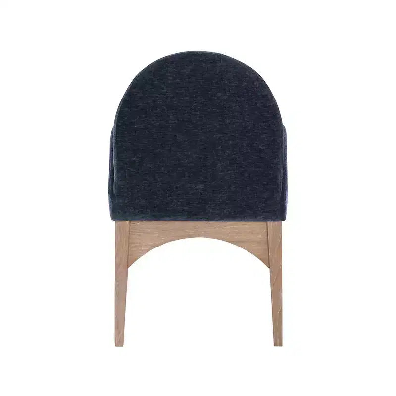 Sedia da pranzo con braccioli in tessuto ciniglia | Gambe in legno naturale | 1 posto