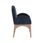 Sedia da pranzo con braccioli in tessuto ciniglia | Gambe in legno naturale | 1 posto