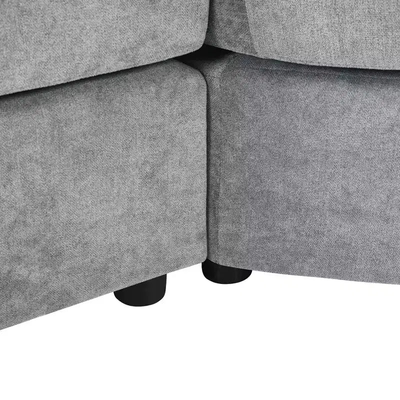 Divano curvo a 3 posti in ciniglia – Nero / Grigio / Rosso, stile moderno