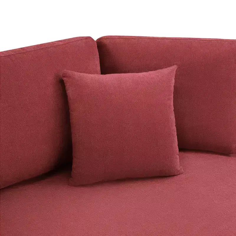 Divano curvo a 3 posti in ciniglia – Nero / Grigio / Rosso, stile moderno