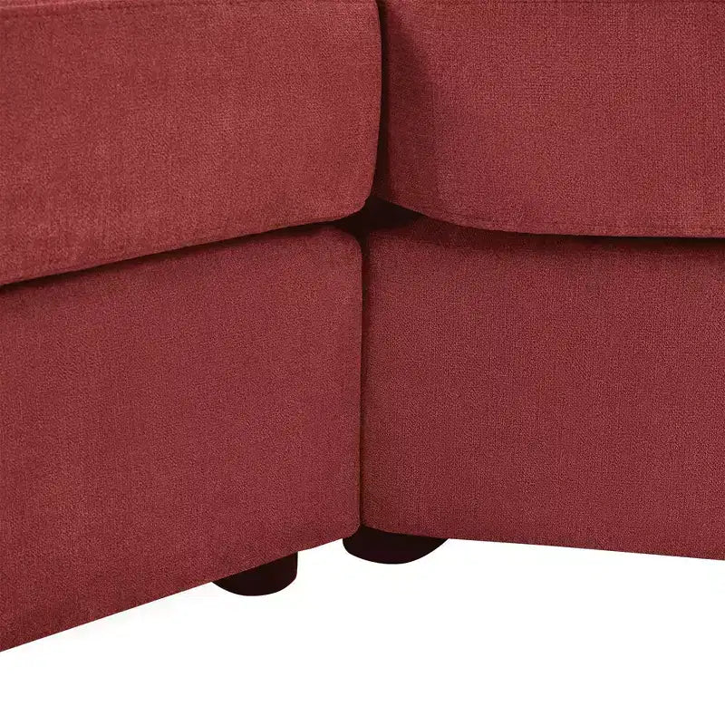 Divano curvo a 3 posti in ciniglia – Nero / Grigio / Rosso, stile moderno