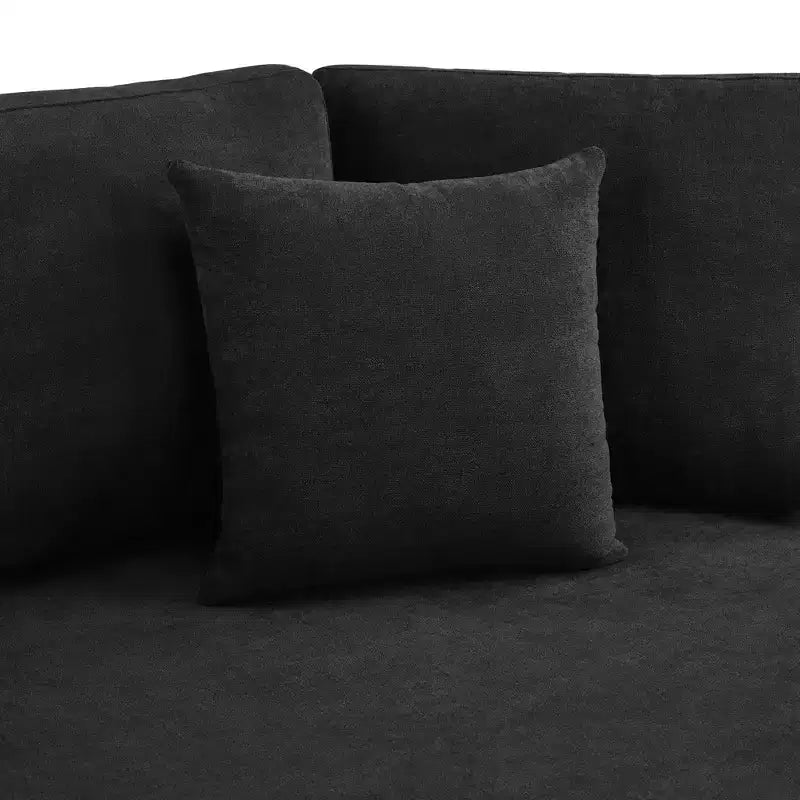 Divano curvo a 3 posti in ciniglia – Nero / Grigio / Rosso, stile moderno