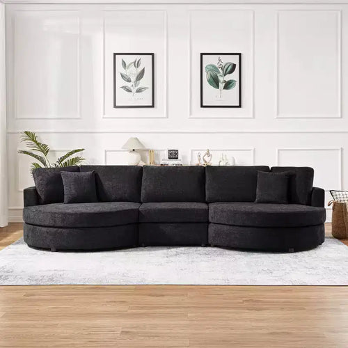 Christopher Knight Home Baldum Modern 3-Seater 129 Chenille Upholstered Sofa with Curved Design and Thick Cushions