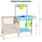 Cucina da Esterno per il Fango in Legno Naturale con Fioriera, Set da Gioco Individuale per Bambini dai 3 ai 10 Anni