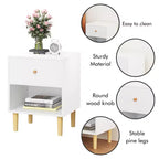 Comodino in MDF bianco con 1 cassetto e 1 ripiano, per bambini e adulti