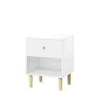 Comodino in MDF bianco con 1 cassetto e 1 ripiano, per bambini e adulti