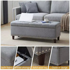Panca Contenitore Ottomana in Lino Beige/Grigio – Sedile Singolo