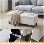 Panca Contenitore Ottomana in Lino Beige/Grigio – Sedile Singolo