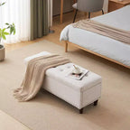 Panca Contenitore Ottomana in Lino Beige/Grigio – Sedile Singolo