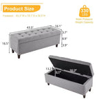Panca Contenitore Ottomana in Lino Beige/Grigio – Sedile Singolo